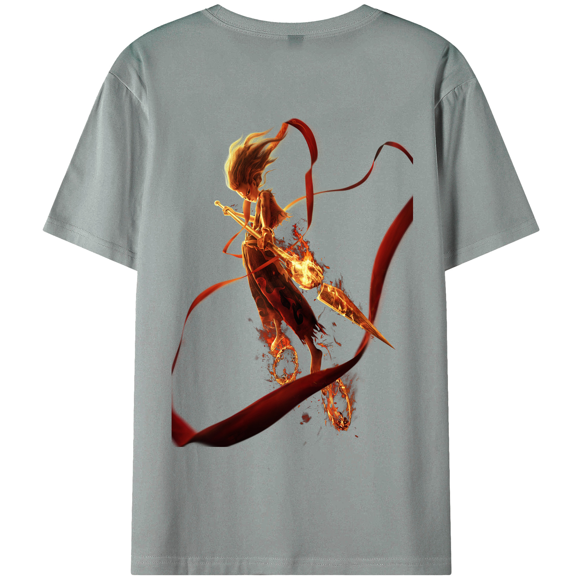 （画像用） Ne Zha 2 ナタ 魔童の大暴れ 綿100％ メンズ半袖Tシャツ（バックプリント） 通気性